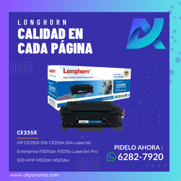 CARTUCHO PARA IMPRESORA LASER LONGHORN CE255X